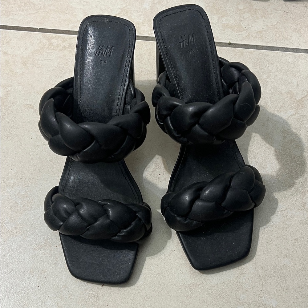 H&M Women's Elegant Black Braided Sandals